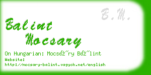 balint mocsary business card